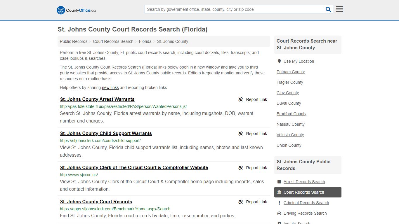 St. Johns County Court Records Search (Florida) - County Office